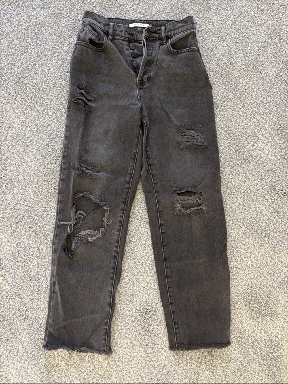 Pacsun Black Distressed High Rise Straight Jeans